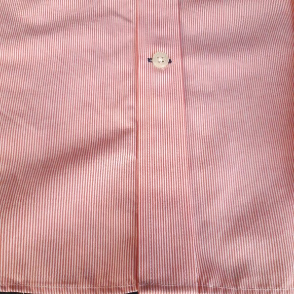 Banana Republic SZ L Slim Fit 100% Cotton Orange Striped Men's Button Up Shirt - Picture 4 of 15